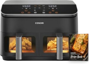 COSORI 9Qt 8-in-1 Dual Air Fryer, Multi-dish Cooking at Once for Family